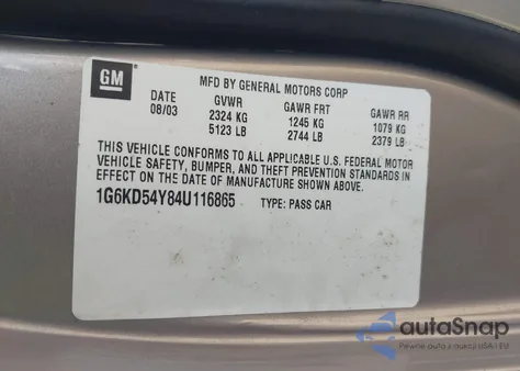 2004 Cadillac Deville Standard z USA, uszkodzony, nr VIN 1G6KD54Y84U116865